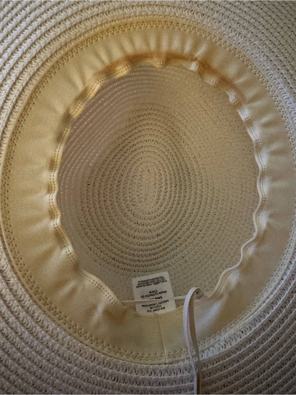 Wide-Brim Cream Straw Hat with Olive Braid - Picture 3 of 5